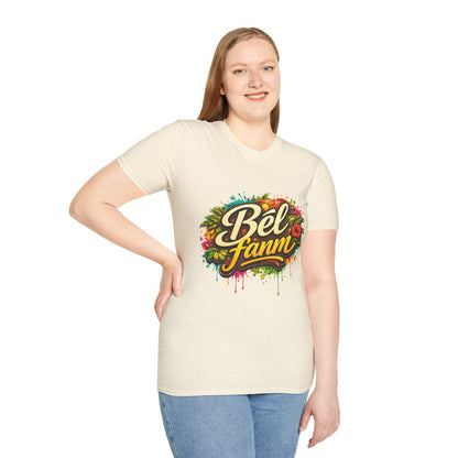 T-Shirt — "Bel Fam" Colorful Tropical Graffiti Design