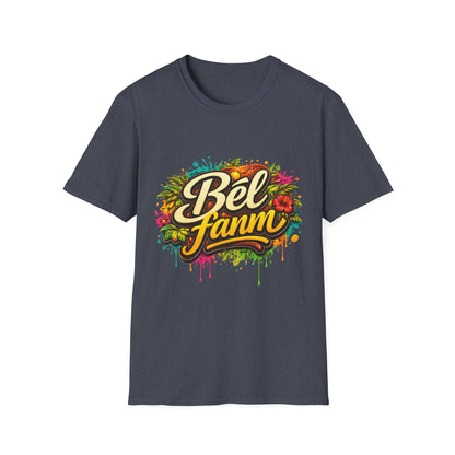 T-Shirt — "Bel Fam" Colorful Tropical Graffiti Design