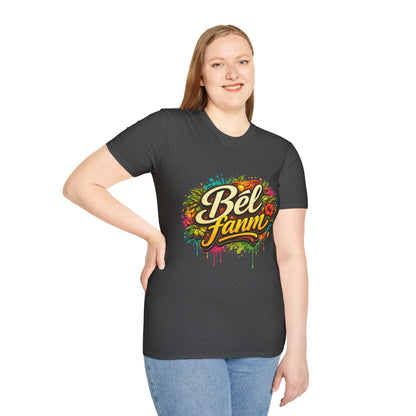 T-Shirt — "Bel Fam" Colorful Tropical Graffiti Design