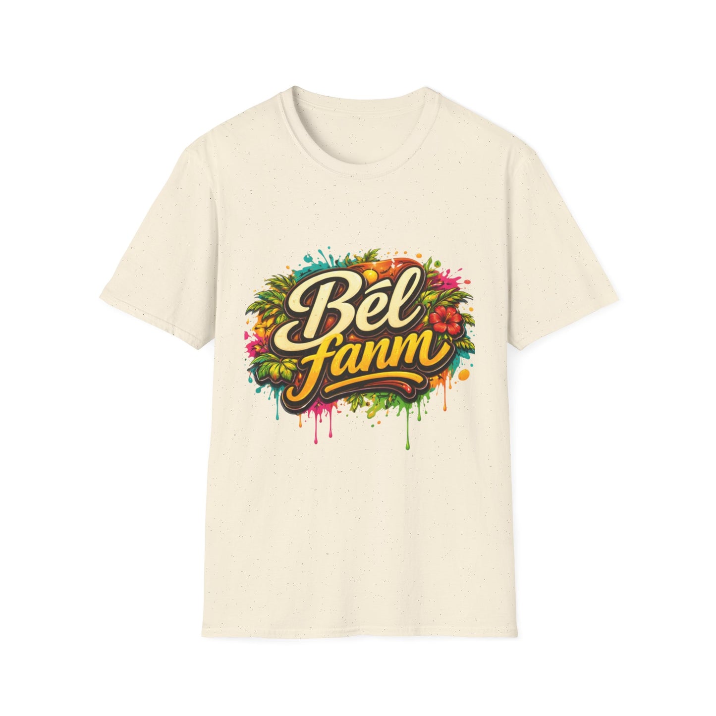 T-Shirt — "Bel Fam" Colorful Tropical Graffiti Design