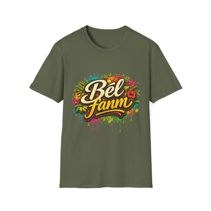 T-Shirt — "Bel Fam" Colorful Tropical Graffiti Design