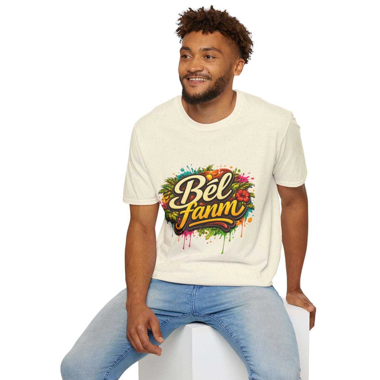 T-Shirt — "Bel Fam" Colorful Tropical Graffiti Design