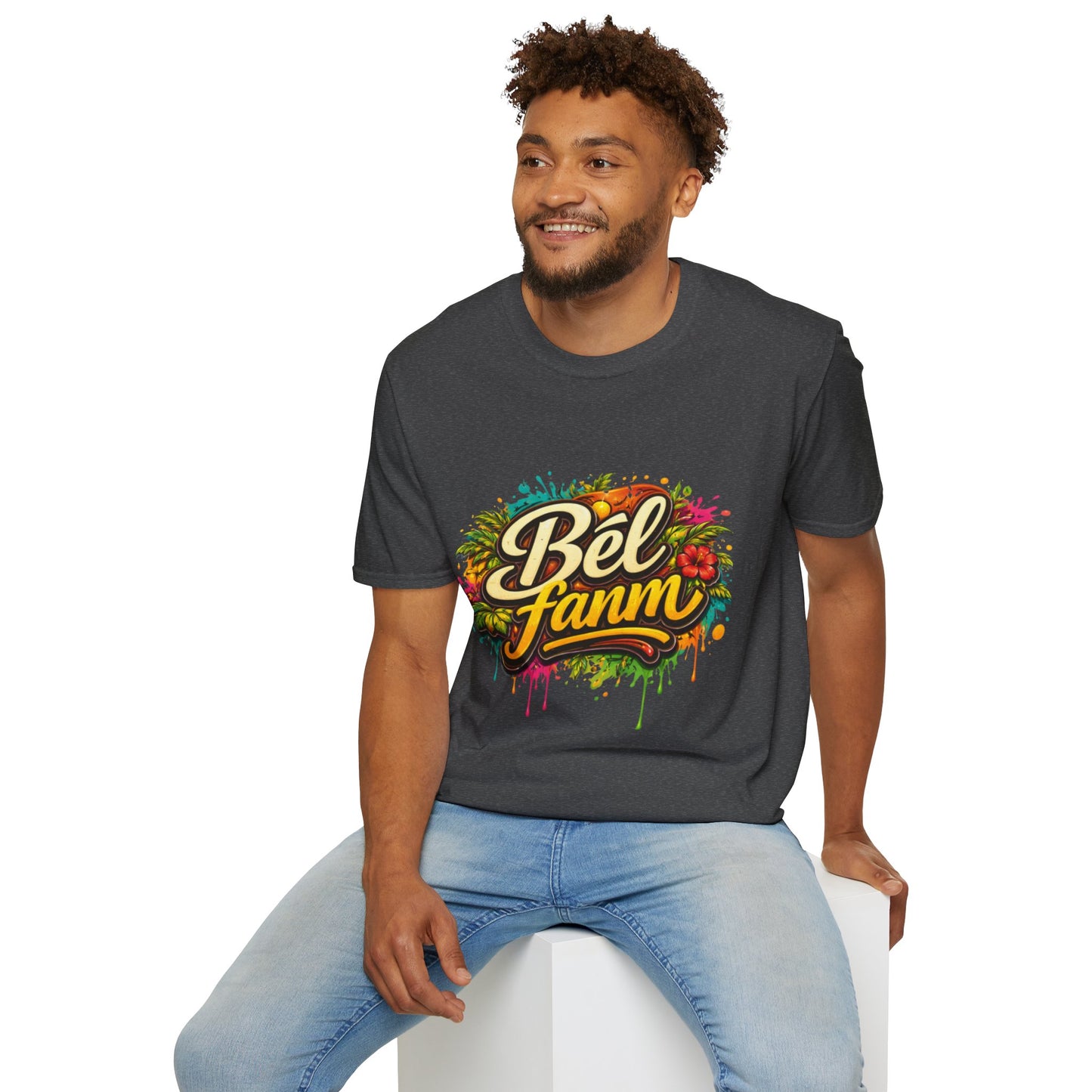 T-Shirt — "Bel Fam" Colorful Tropical Graffiti Design