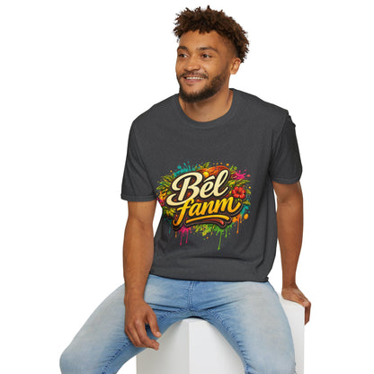 T-Shirt — "Bel Fam" Colorful Tropical Graffiti Design