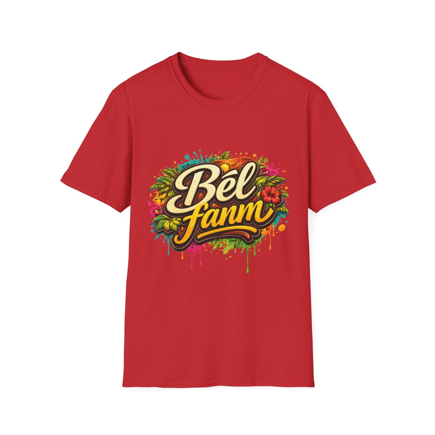 T-Shirt — "Bel Fam" Colorful Tropical Graffiti Design