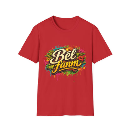 T-Shirt — "Bel Fam" Colorful Tropical Graffiti Design