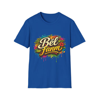 T-Shirt — "Bel Fam" Colorful Tropical Graffiti Design