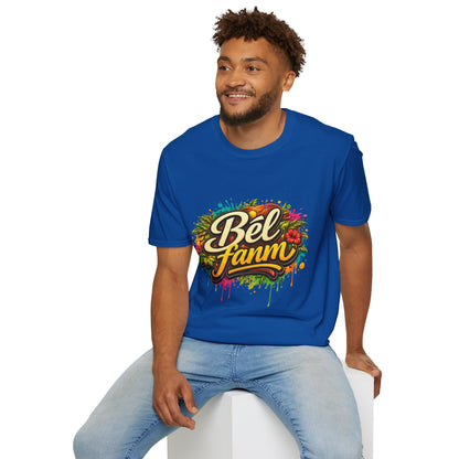 T-Shirt — "Bel Fam" Colorful Tropical Graffiti Design
