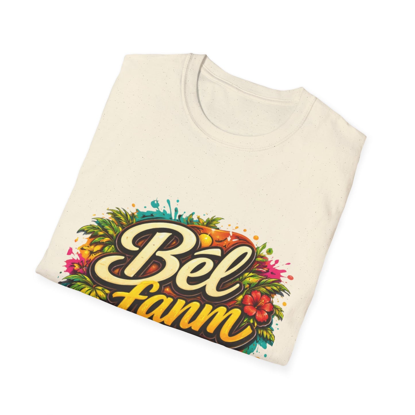 T-Shirt — "Bel Fam" Colorful Tropical Graffiti Design