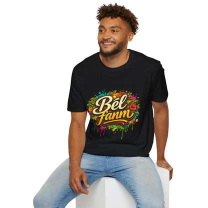 T-Shirt — "Bel Fam" Colorful Tropical Graffiti Design
