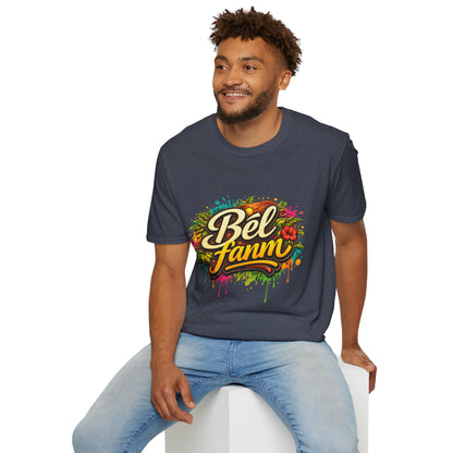 T-Shirt — "Bel Fam" Colorful Tropical Graffiti Design