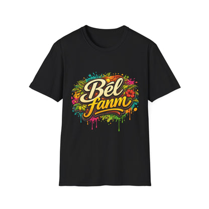 T-Shirt — "Bel Fam" Colorful Tropical Graffiti Design