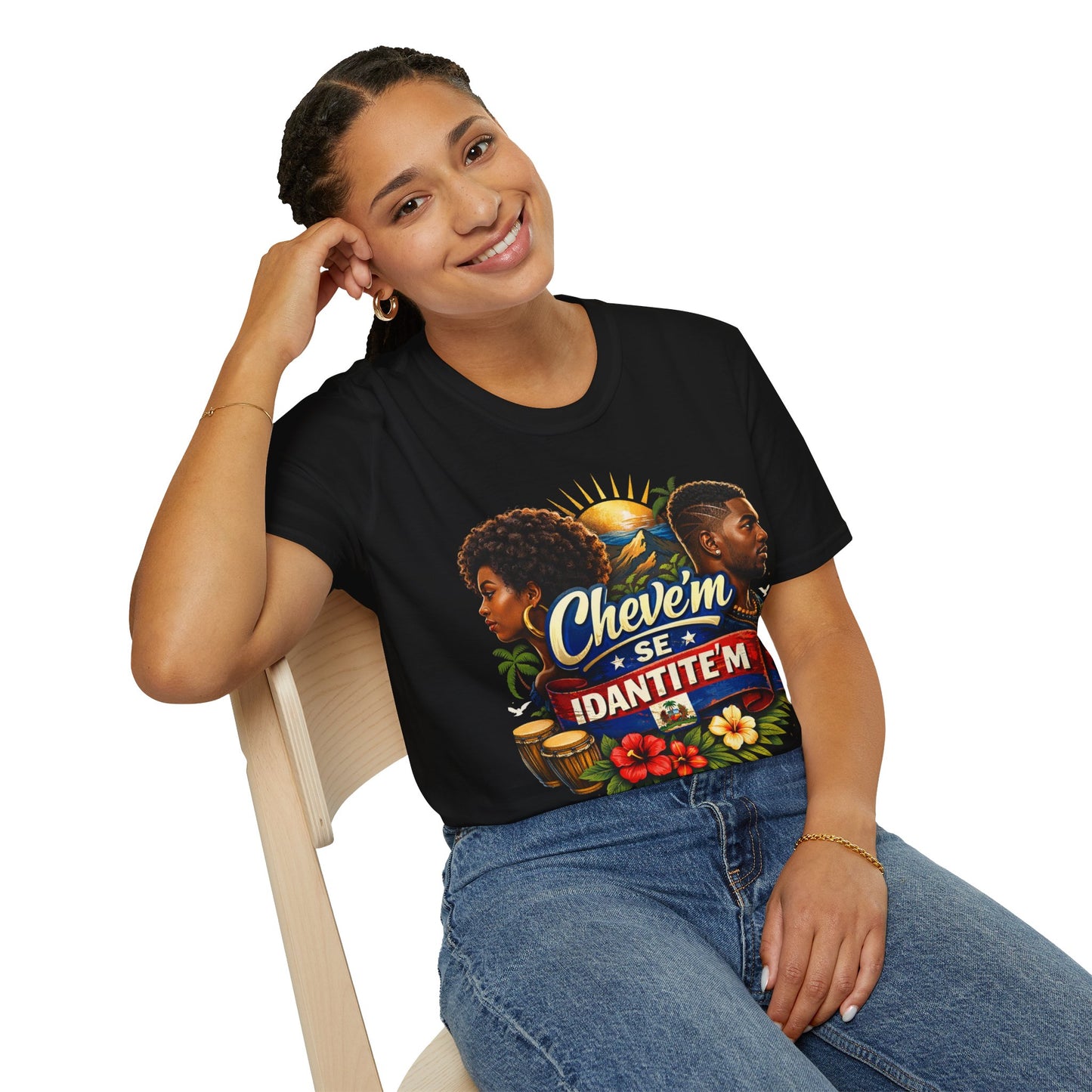 T-Shirt — "Chevem Se Identite'm" Afro-Caribbean Pride Graphic Tee