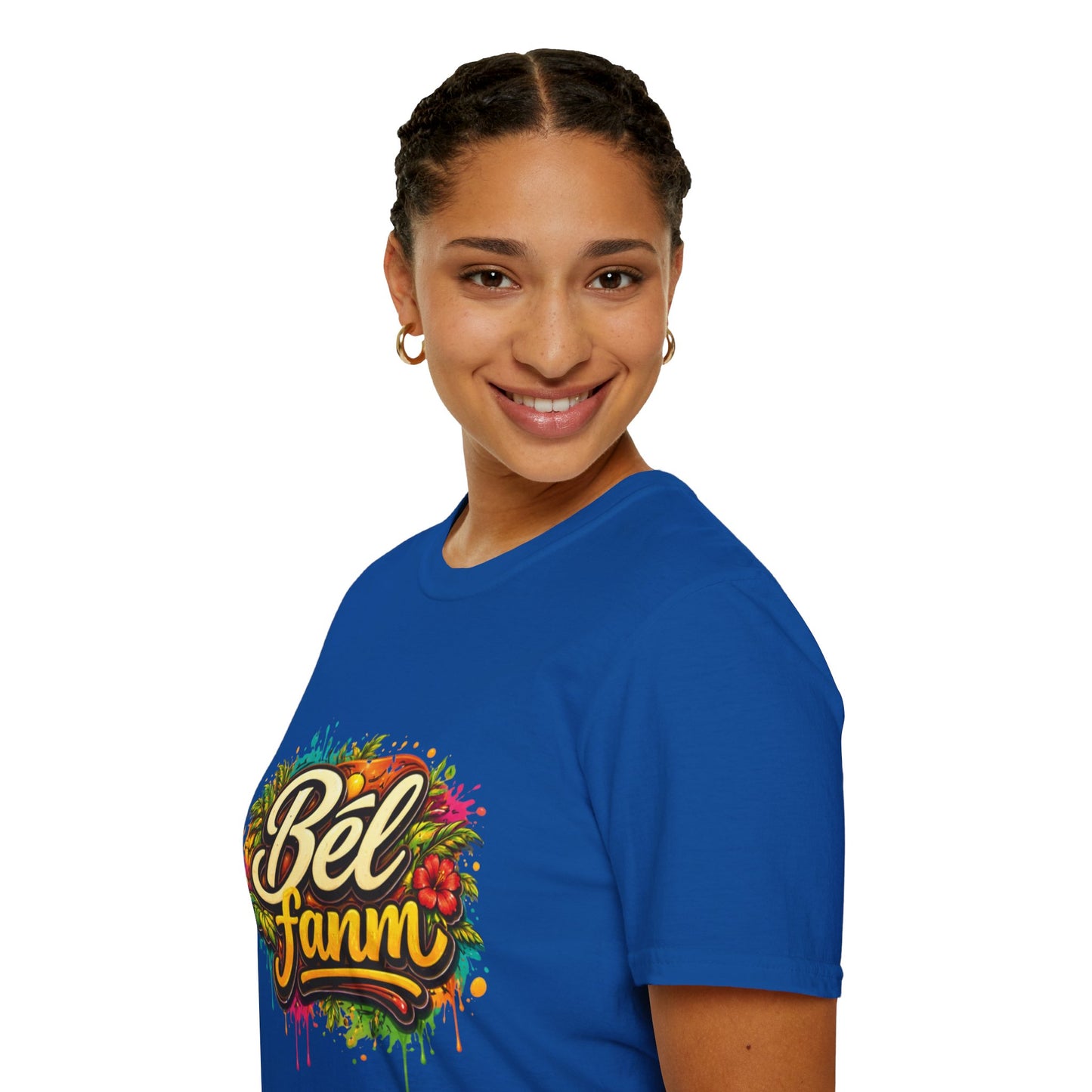 T-Shirt — "Bel Fam" Colorful Tropical Graffiti Design
