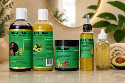 Shell Kit special of 5-Oil, pomade, booster,shampoo & conditioner